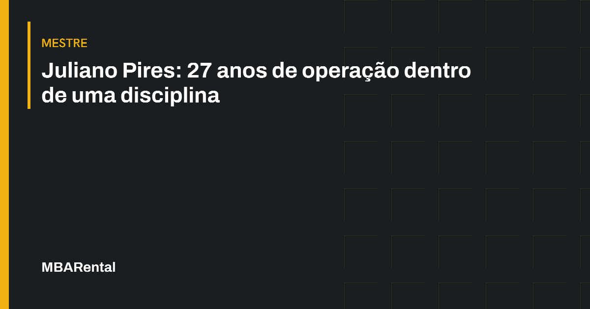 Capa editorial: Juliano Pires: 27 anos de operação dentro de uma disciplina. Mestre.